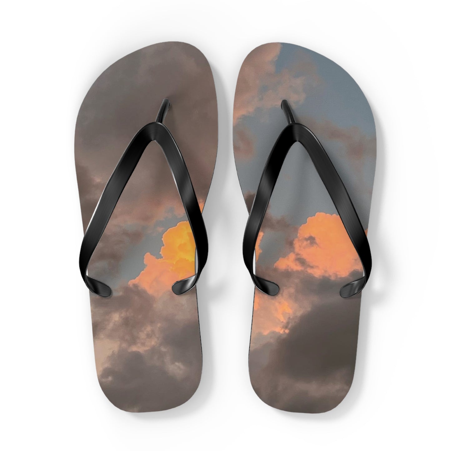 Sunset Clouds Flip Flops — Beachy Sky Print Sandals