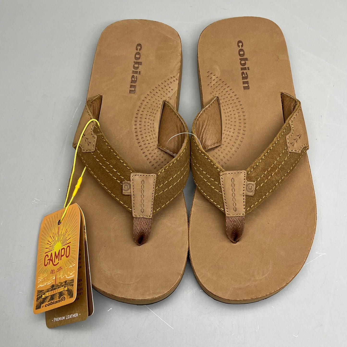 COBIAN Lazo Premium Leather Sandals Men's Sz 10 EU 43 Tan LZO-24-230-10
